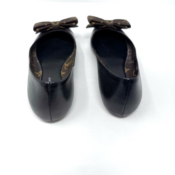LOUIS VUITTON Popi Brown Leather Ballet Flats with Monogram Bow Size 36 US 6 - Picture 7 of 12